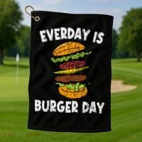 Cheese On Burger Day Fun Hamburger Lover Graphic Cool Gift Golf Towel thumb 1