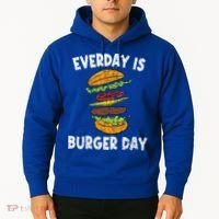 Cheese On Burger Day Fun Hamburger Lover Graphic Cool Gift Hoodie thumb 2