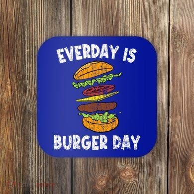 Cheese On Burger Day Fun Hamburger Lover Graphic Cool Gift Coaster