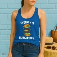Cheese On Burger Day Fun Hamburger Lover Graphic Cool Gift Women's Tank Top thumb 2