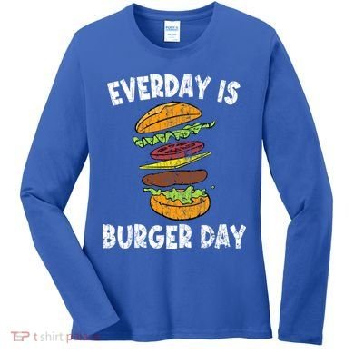 Cheese On Burger Day Fun Hamburger Lover Graphic Cool Gift Women's Long Sleeve Shirt