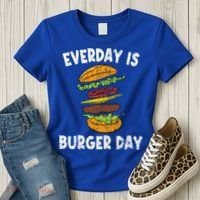 Cheese On Burger Day Fun Hamburger Lover Graphic Cool Gift Women's T-Shirt thumb 3
