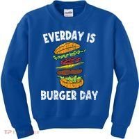 Cheese On Burger Day Fun Hamburger Lover Graphic Cool Gift Kids Sweatshirt thumb 0
