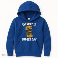 Cheese On Burger Day Fun Hamburger Lover Graphic Cool Gift Kids Hoodie thumb 0
