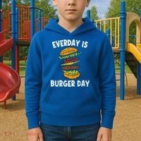 Cheese On Burger Day Fun Hamburger Lover Graphic Cool Gift Kids Hoodie thumb 2