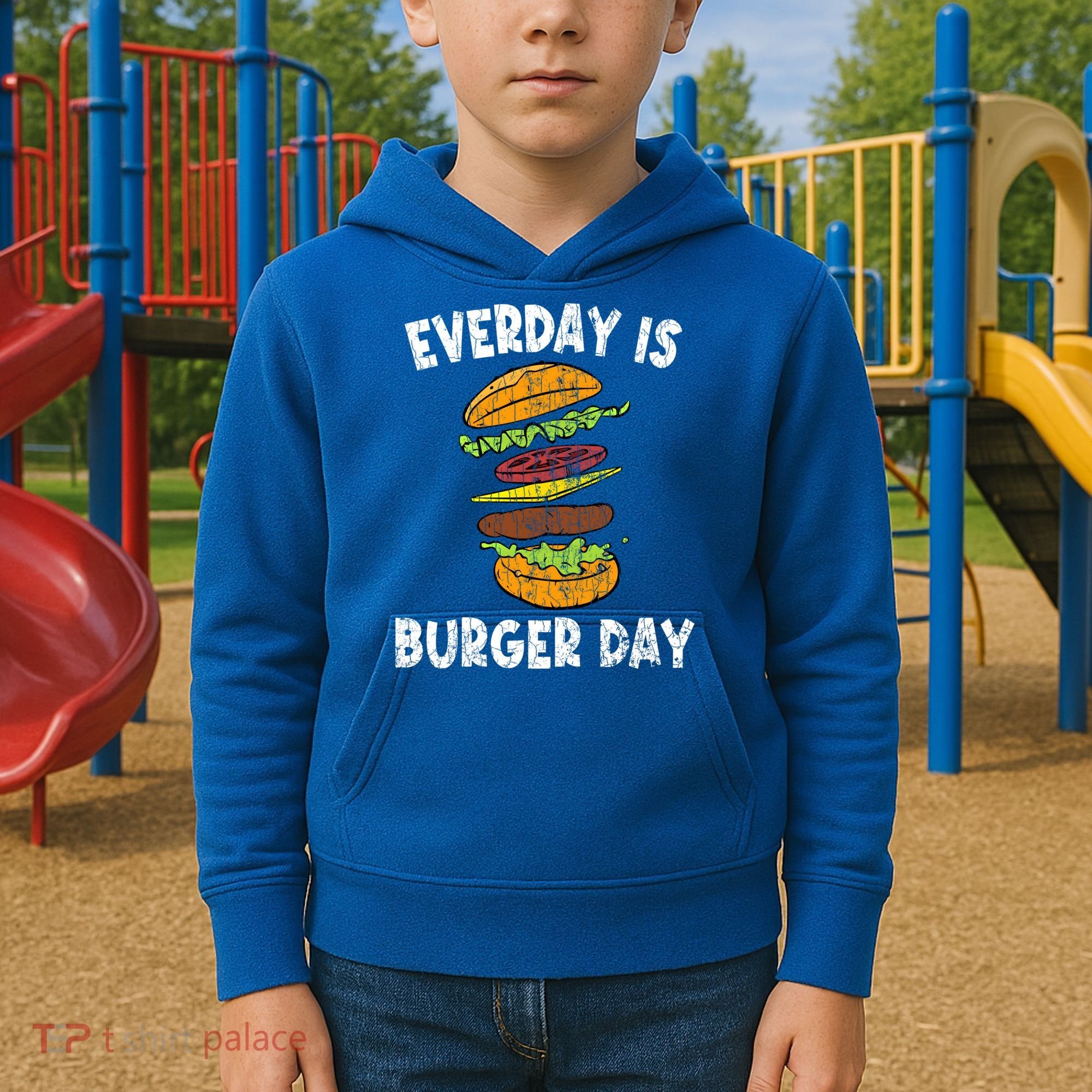 Cheese On Burger Day Fun Hamburger Lover Graphic Cool Gift Kids Hoodie