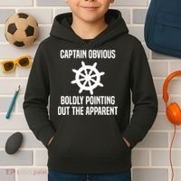 Captain Obvious Boldly Pointing Out The Apparent Sarcasm Kids Hoodie thumb 2