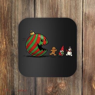 Christmas Ornament Ball Funny Gnome Coaster