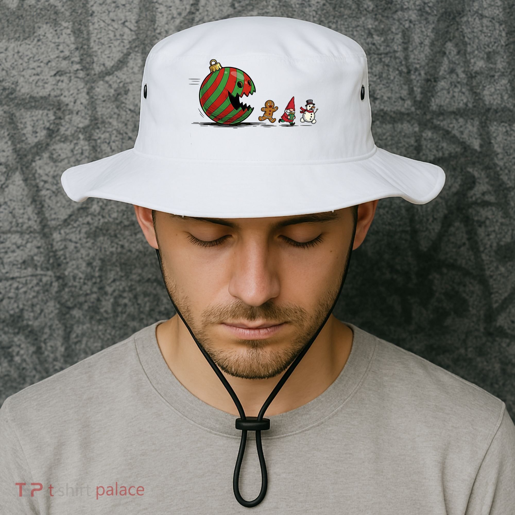 Christmas Ornament Ball Funny Gnome Bucket Hat