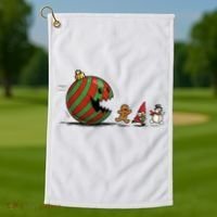 Christmas Ornament Ball Funny Gnome Golf Towel thumb 1