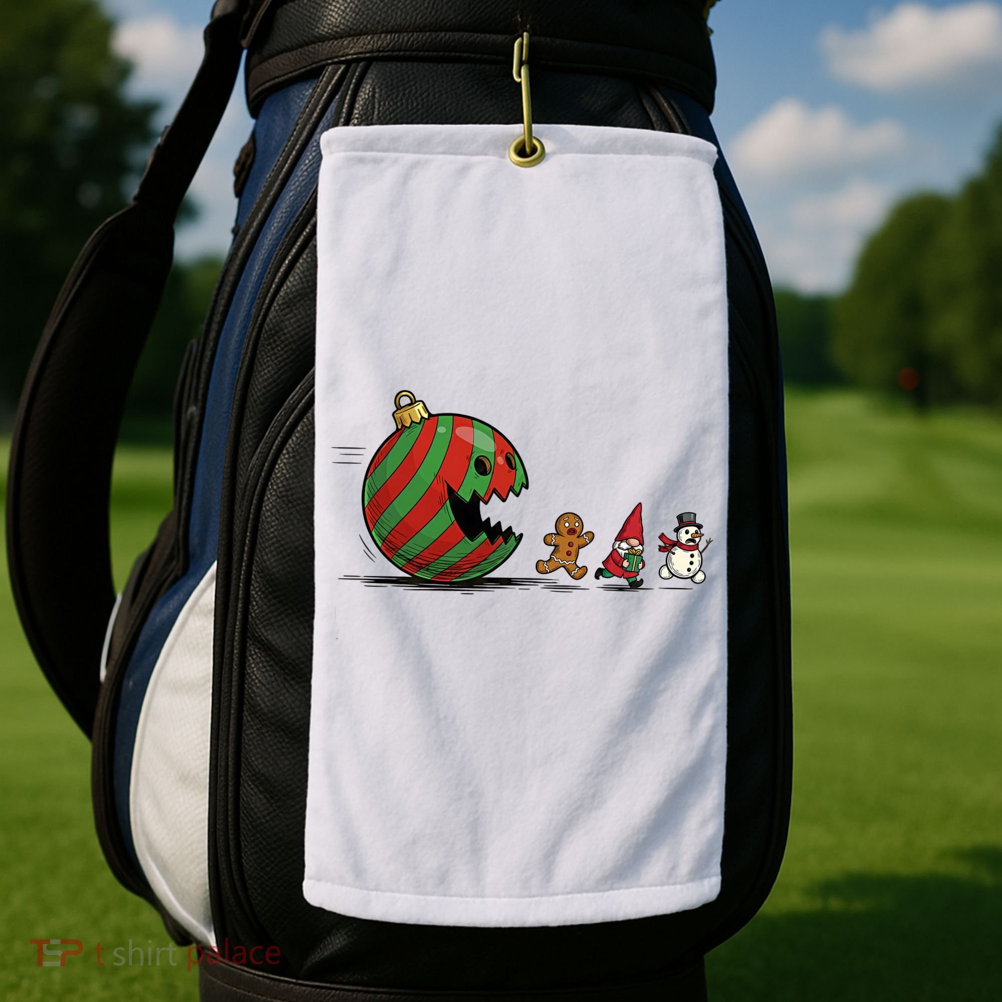 Christmas Ornament Ball Funny Gnome Golf Towel