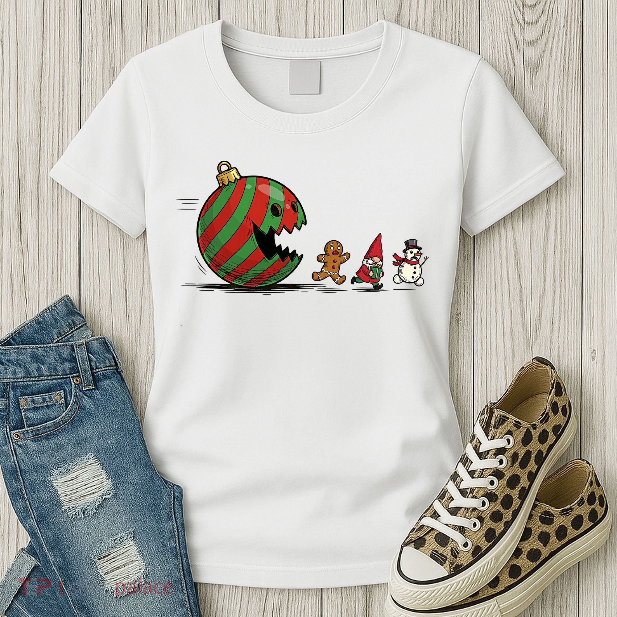 Christmas Ornament Ball Funny Gnome Women's T-Shirt