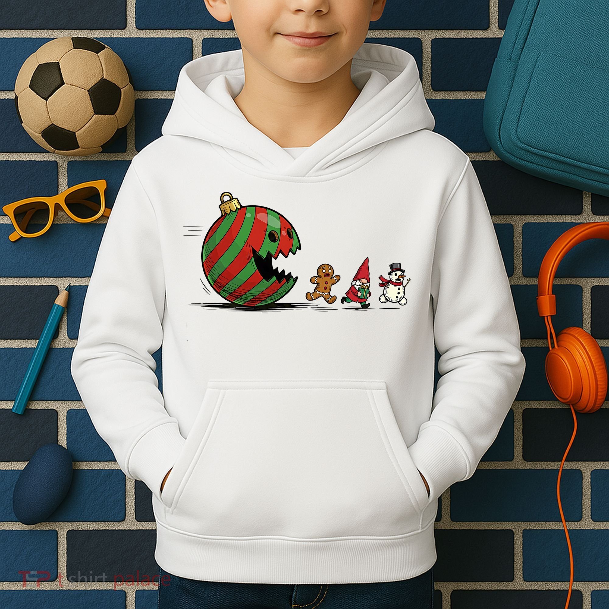 Christmas Ornament Ball Funny Gnome Kids Hoodie