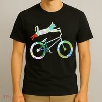 Cat On Bmx Bike Kitten Lover Bike Cycling Bicycle Gift T-Shirt thumb 3
