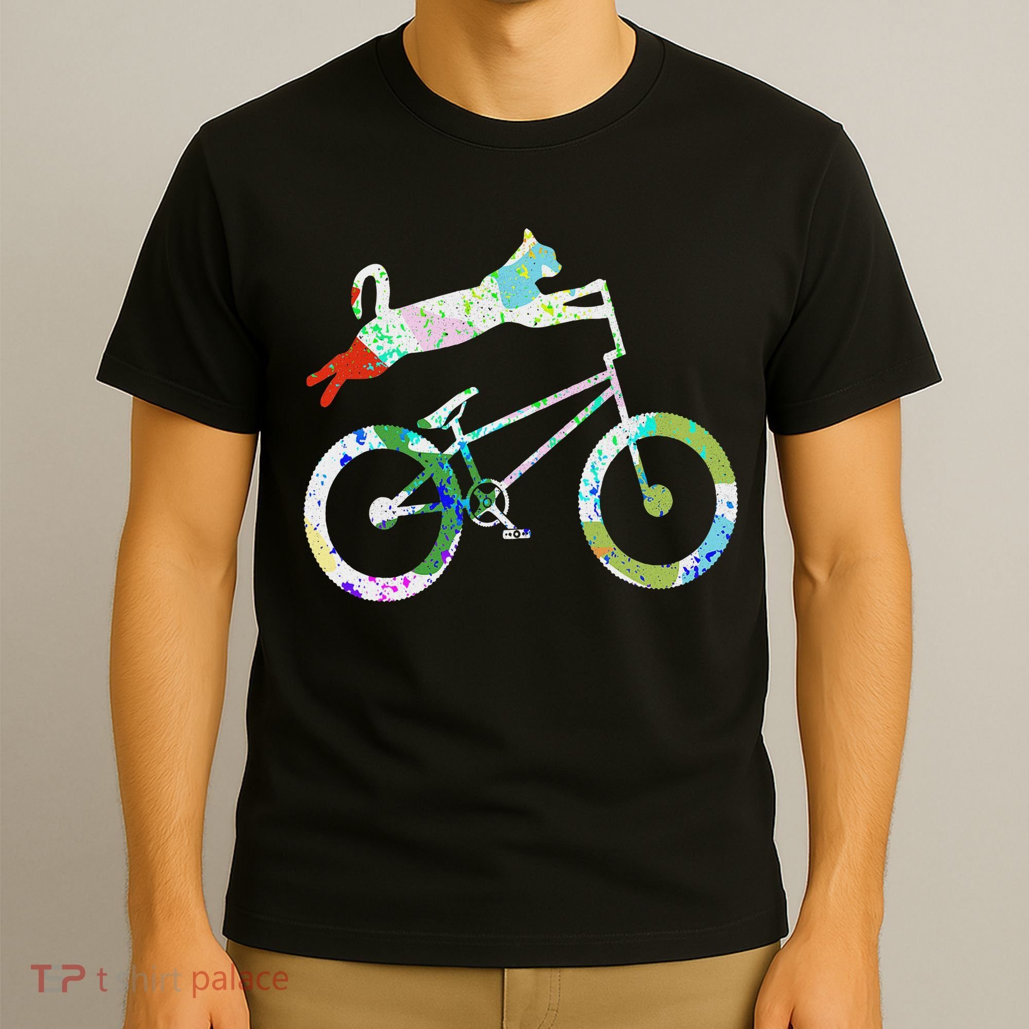 Cat On Bmx Bike Kitten Lover Bike Cycling Bicycle Gift T-Shirt