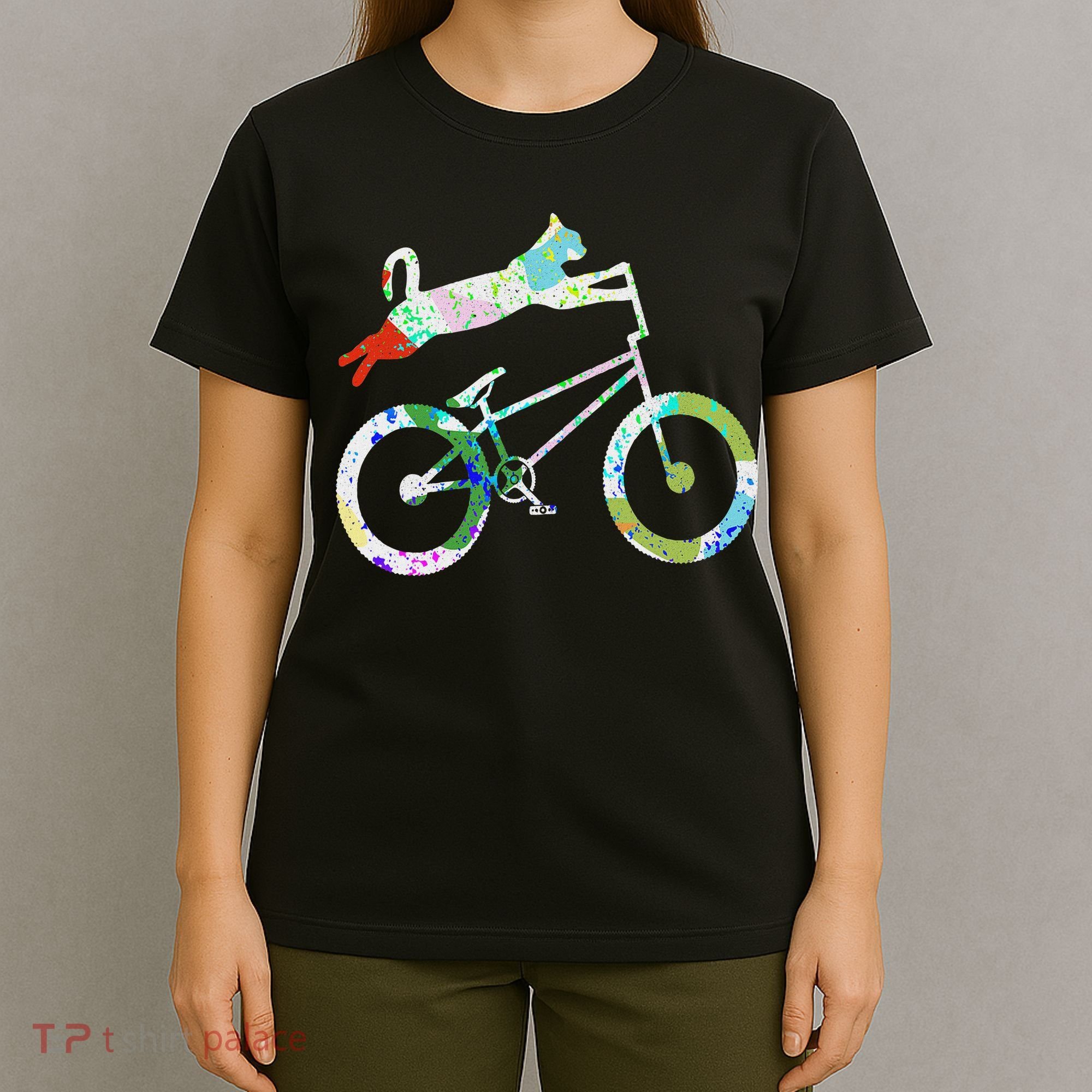 Cat On Bmx Bike Kitten Lover Bike Cycling Bicycle Gift T-Shirt