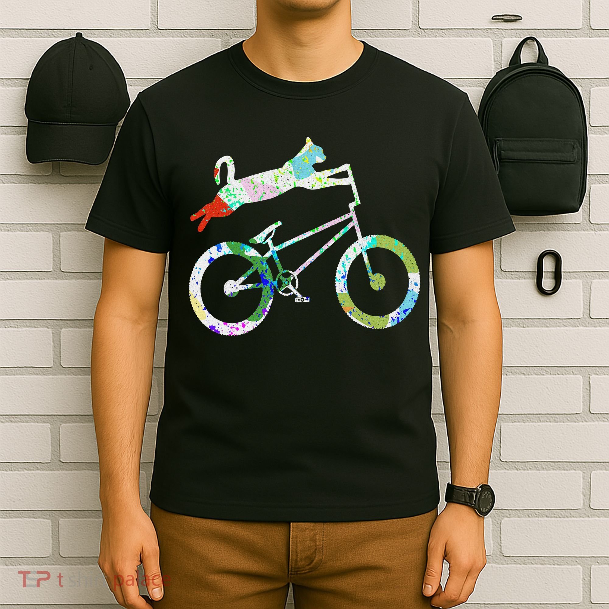 Cat On Bmx Bike Kitten Lover Bike Cycling Bicycle Gift T-Shirt