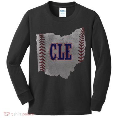 Cleveland Ohio Baseball Distressed With Co Kids Long Sleeve Shirt