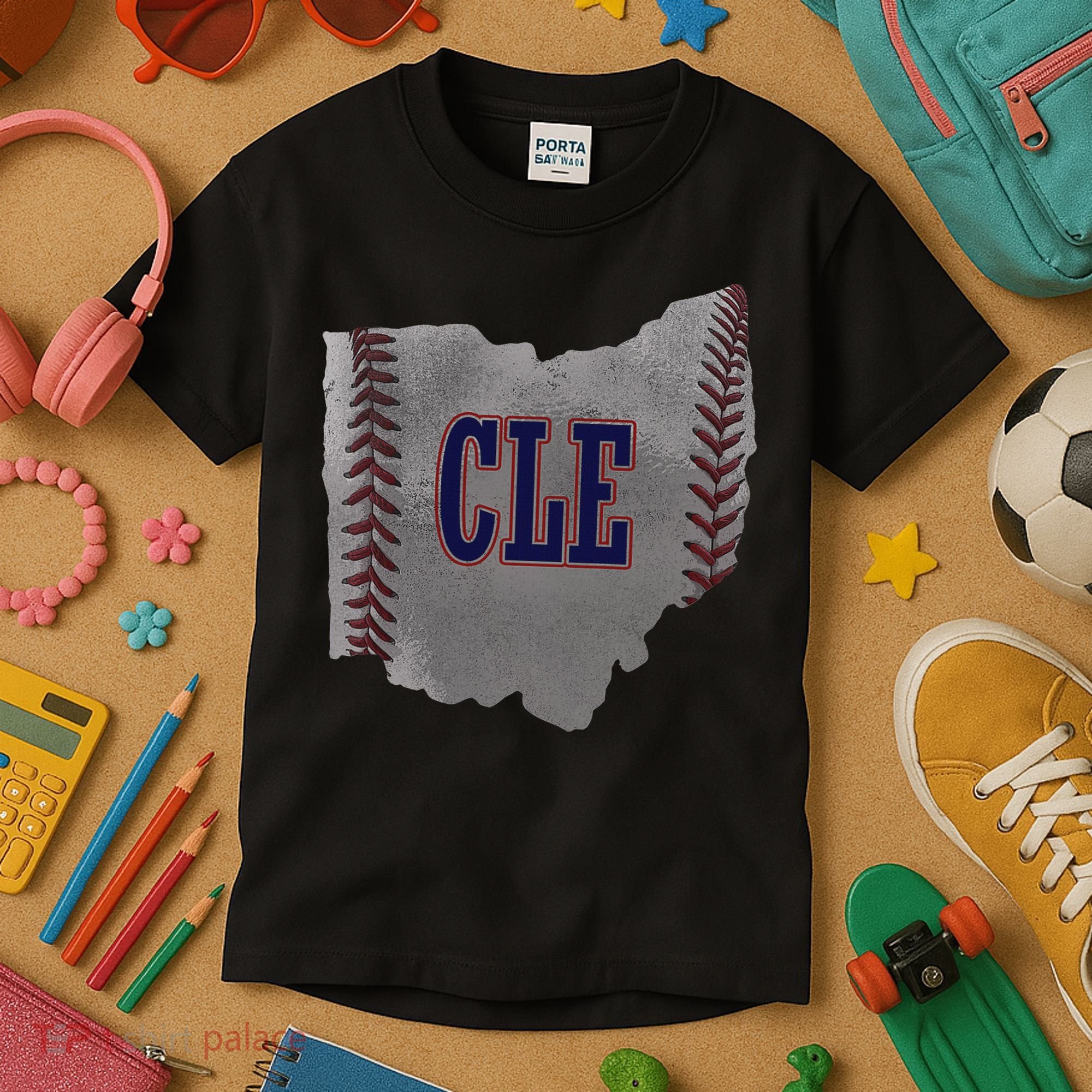 Cleveland Ohio Baseball Distressed With Co Kids T-Shirt