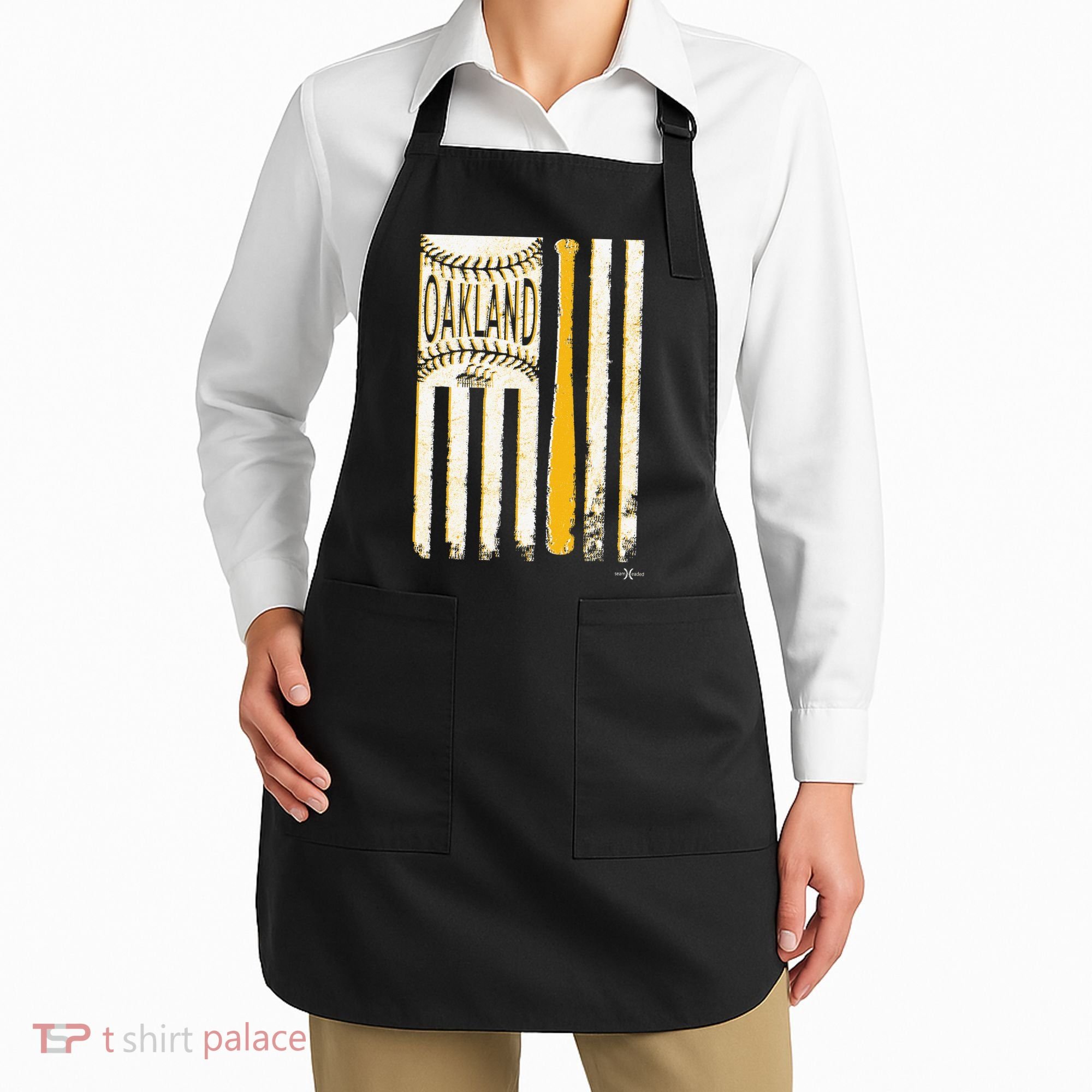 Classic Oakland Baseball Flag Patriotic Baseball Apron