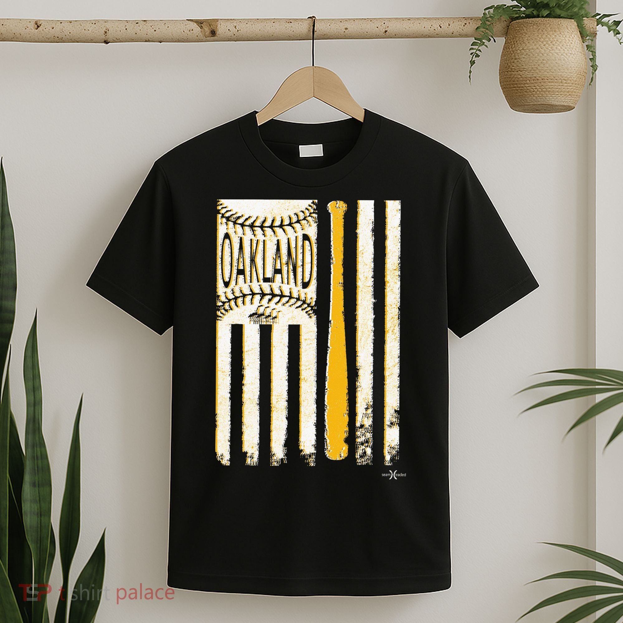 Classic Oakland Baseball Flag Patriotic Baseball T-Shirt