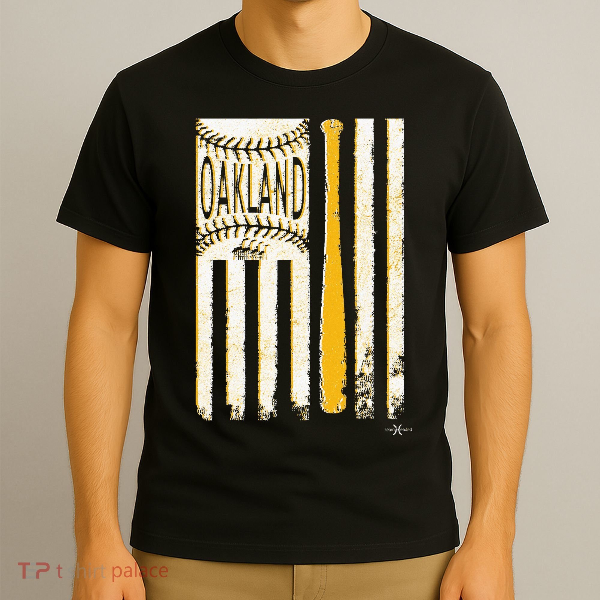 Classic Oakland Baseball Flag Patriotic Baseball T-Shirt