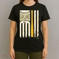Classic Oakland Baseball Flag Patriotic Baseball T-Shirt thumb 4