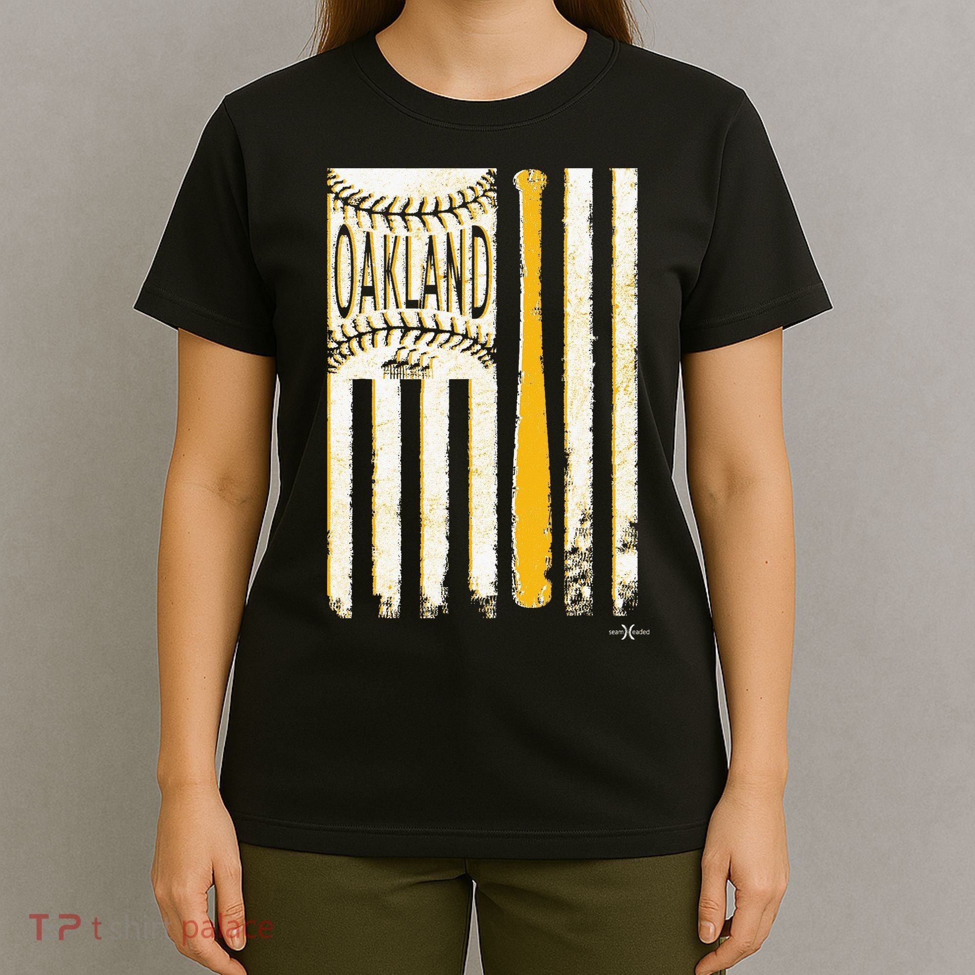 Classic Oakland Baseball Flag Patriotic Baseball T-Shirt