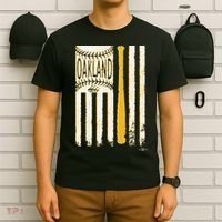 Classic Oakland Baseball Flag Patriotic Baseball T-Shirt thumb 6