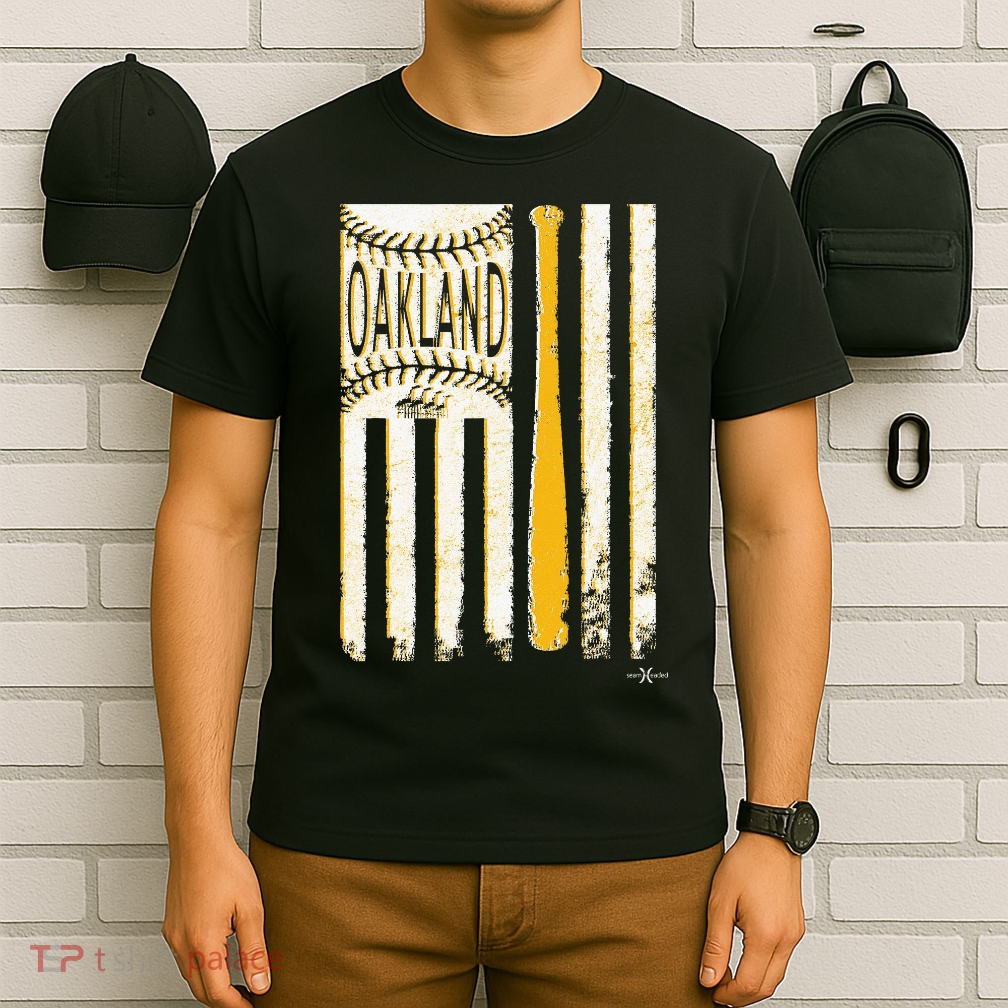 Classic Oakland Baseball Flag Patriotic Baseball T-Shirt