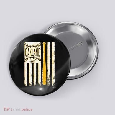Classic Oakland Baseball Flag Patriotic Baseball Button