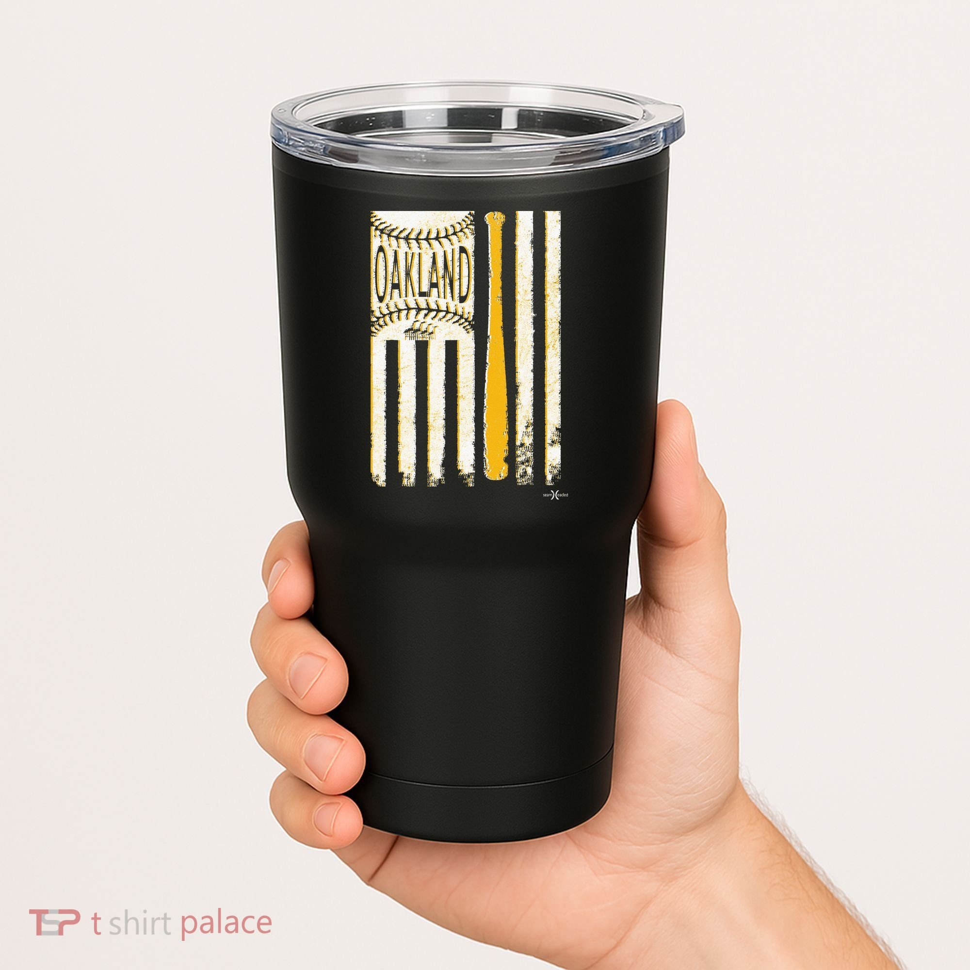 Classic Oakland Baseball Flag Patriotic Baseball Tumbler