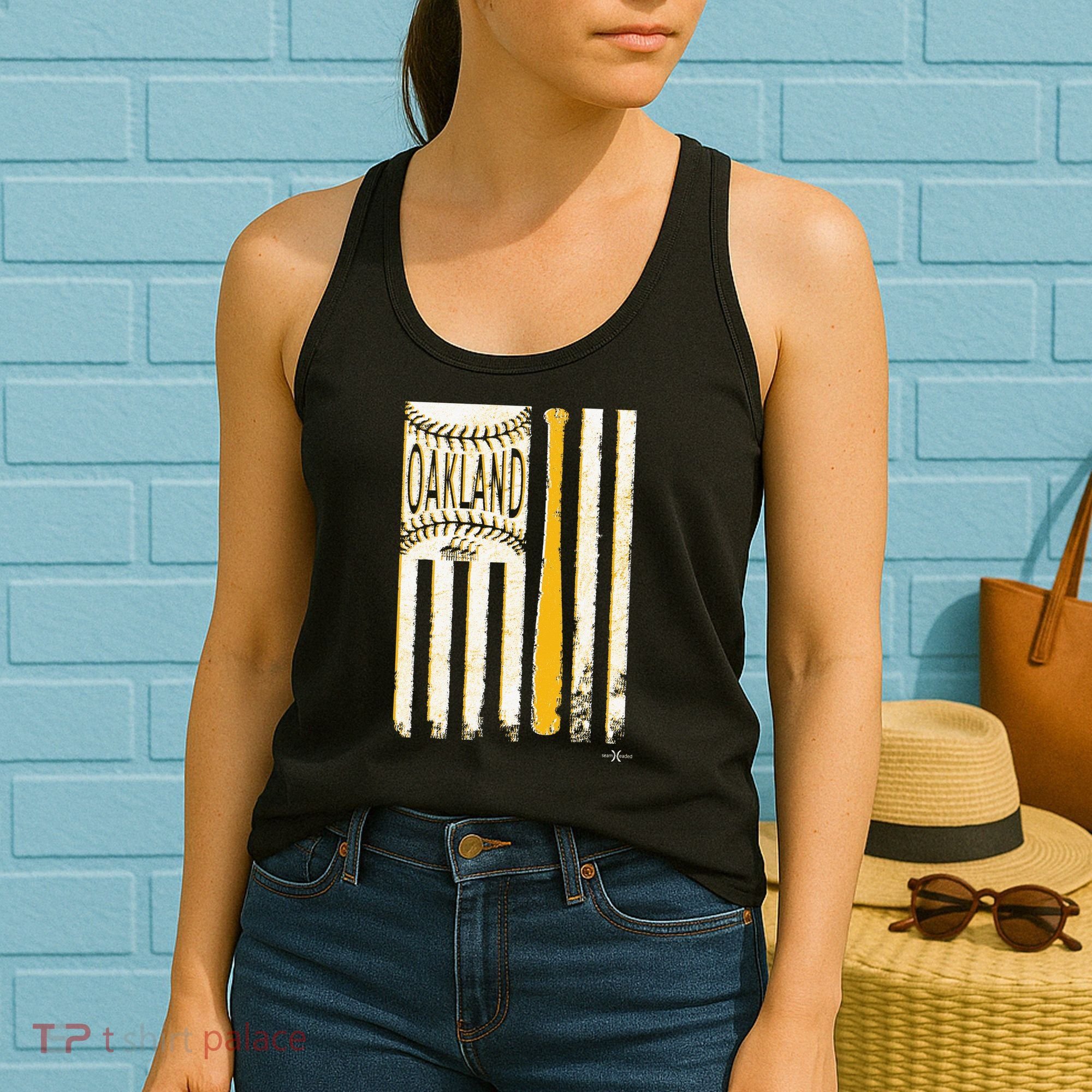 Classic Oakland Baseball Flag Patriotic Baseball Women's Tank Top