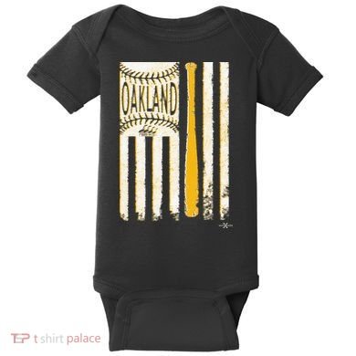 Classic Oakland Baseball Flag Patriotic Baseball Baby Bodysuit
