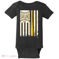 Classic Oakland Baseball Flag Patriotic Baseball Baby Bodysuit thumb 0