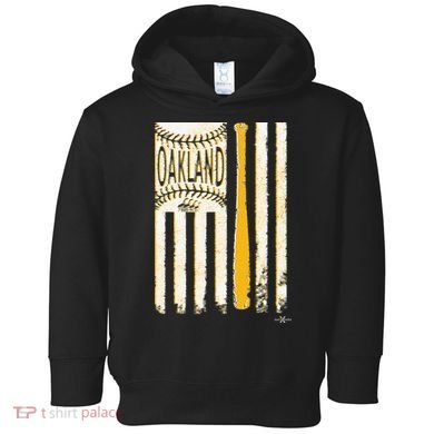Classic Oakland Baseball Flag Patriotic Baseball Toddler Hoodie