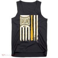 Classic Oakland Baseball Flag Patriotic Baseball Tank Top thumb 0