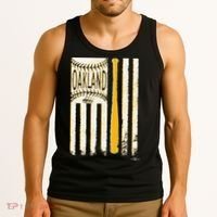Classic Oakland Baseball Flag Patriotic Baseball Tank Top thumb 3