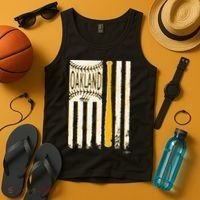 Classic Oakland Baseball Flag Patriotic Baseball Tank Top thumb 4
