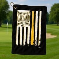 Classic Oakland Baseball Flag Patriotic Baseball Golf Towel thumb 1