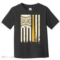 Classic Oakland Baseball Flag Patriotic Baseball Toddler T-Shirt thumb 0