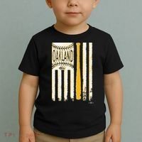 Classic Oakland Baseball Flag Patriotic Baseball Toddler T-Shirt thumb 2