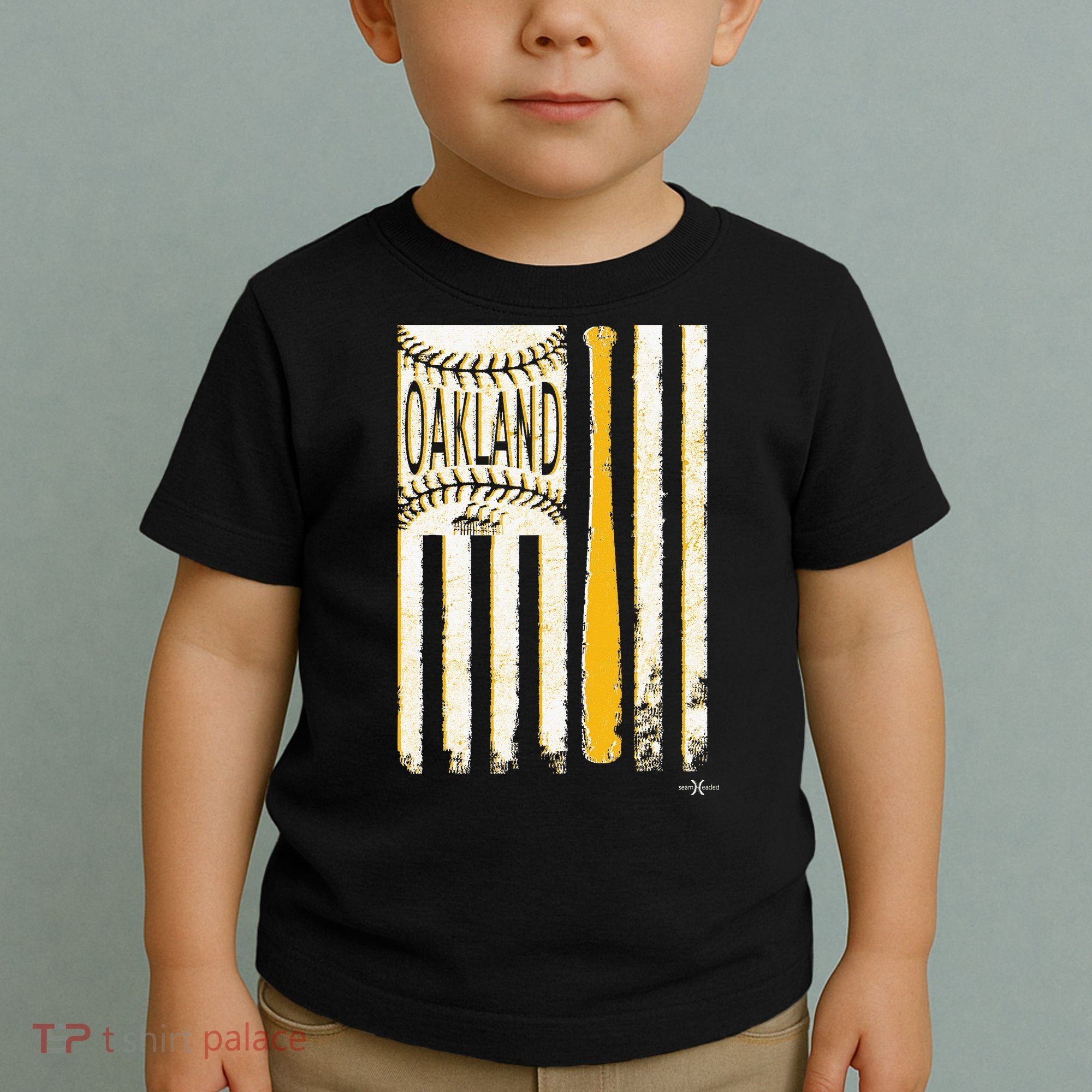 Classic Oakland Baseball Flag Patriotic Baseball Toddler T-Shirt