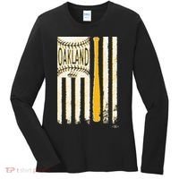 Classic Oakland Baseball Flag Patriotic Baseball Women's Long Sleeve Shirt thumb 0