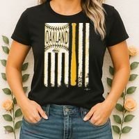 Classic Oakland Baseball Flag Patriotic Baseball Women's T-Shirt thumb 2