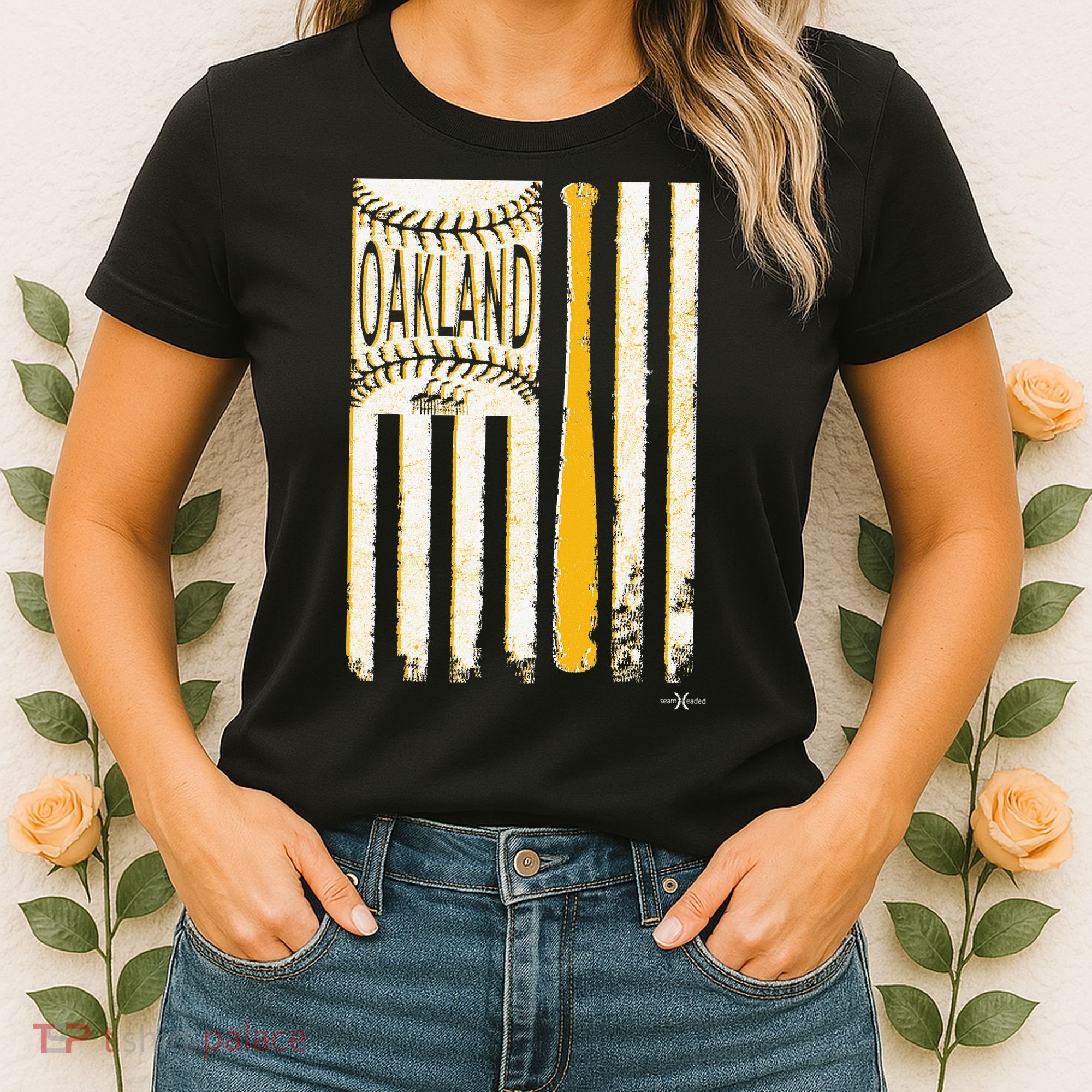 Classic Oakland Baseball Flag Patriotic Baseball Women's T-Shirt