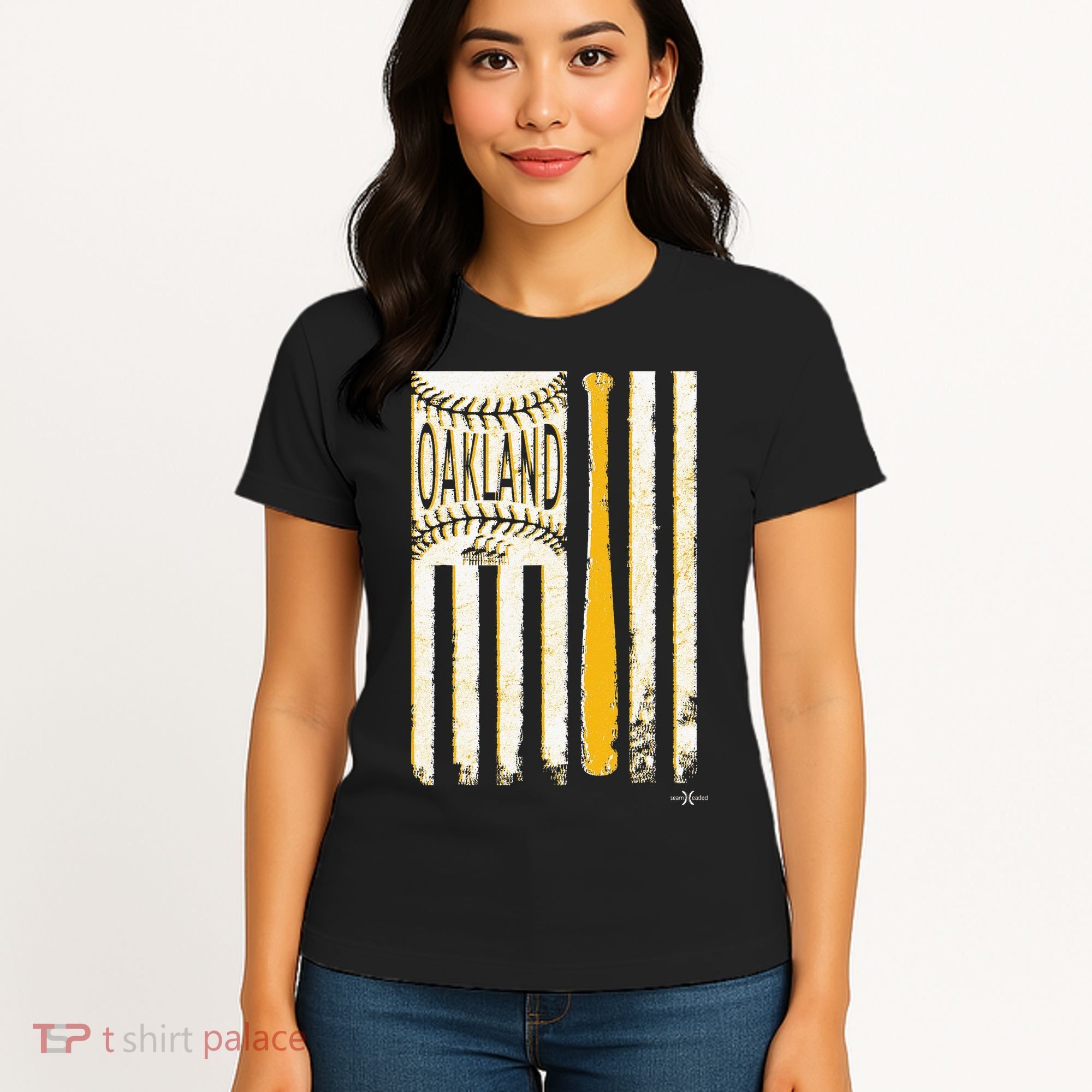 Classic Oakland Baseball Flag Patriotic Baseball Women's T-Shirt