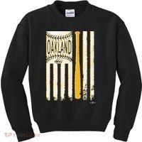 Classic Oakland Baseball Flag Patriotic Baseball Kids Sweatshirt thumb 0