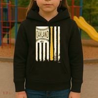 Classic Oakland Baseball Flag Patriotic Baseball Kids Hoodie thumb 3