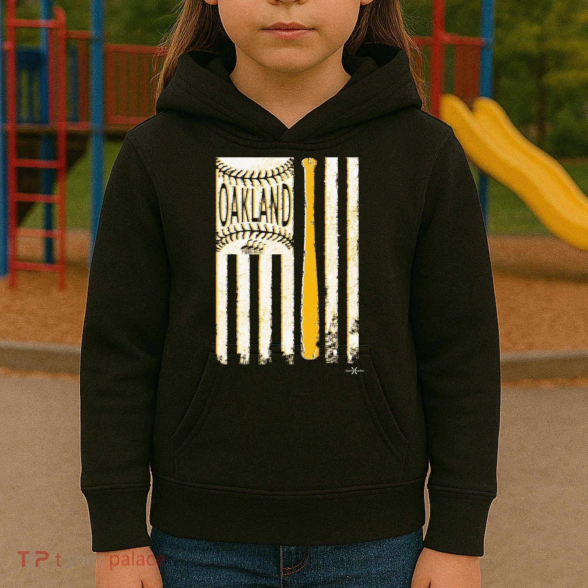 Classic Oakland Baseball Flag Patriotic Baseball Kids Hoodie